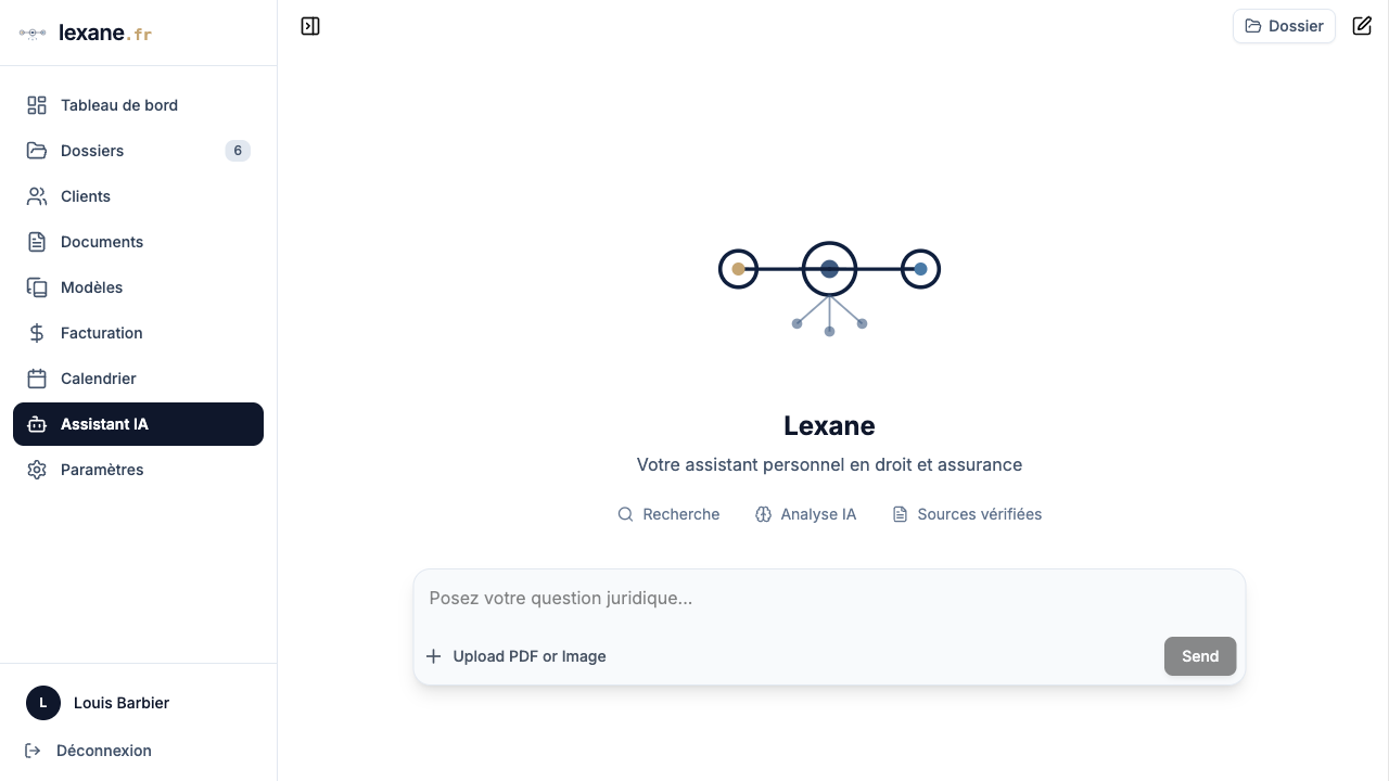 Interface de l'assistant juridique
