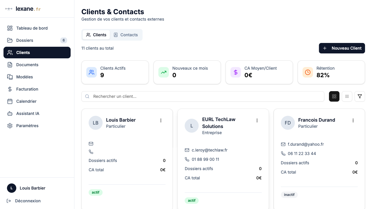Liste des clients avec leurs fiches